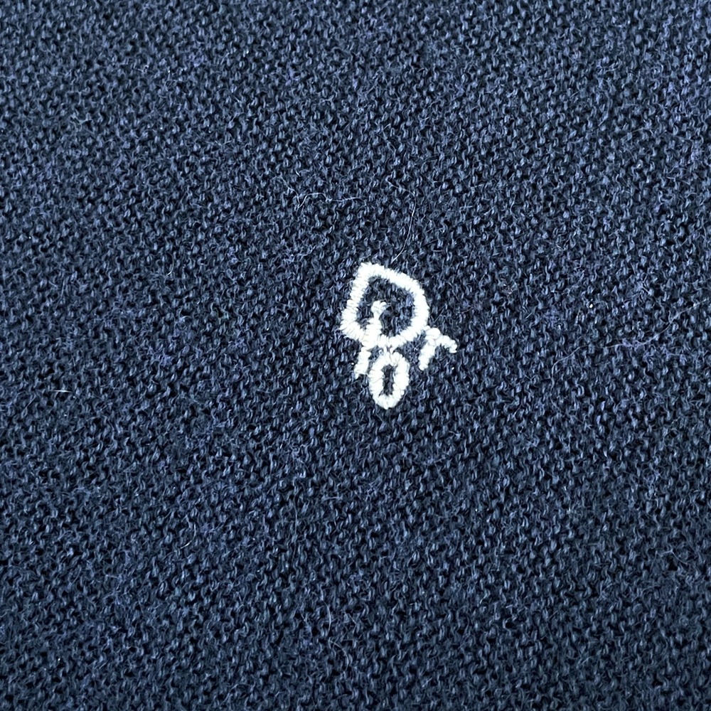 Vintage 80s Christian Dior Monsieur Navy Blue Cardigan Sweater Grandpa Mens M - Picture 5 of 8